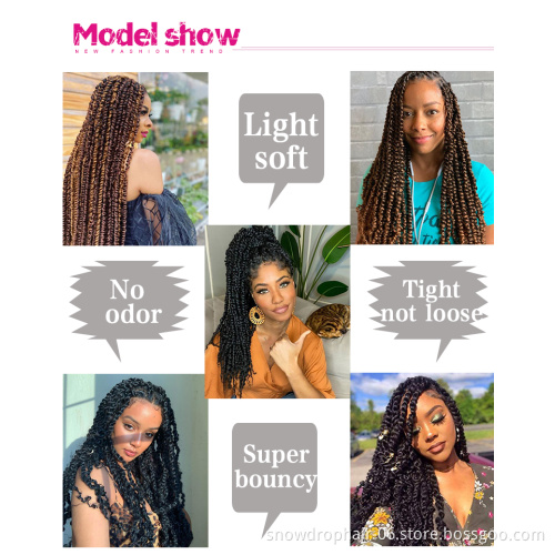 Wholesale 8Inch 12Inch Purple Blue Faux Locs Crochet Braids Spring Passion Twist African River Goddess Hair Supplier